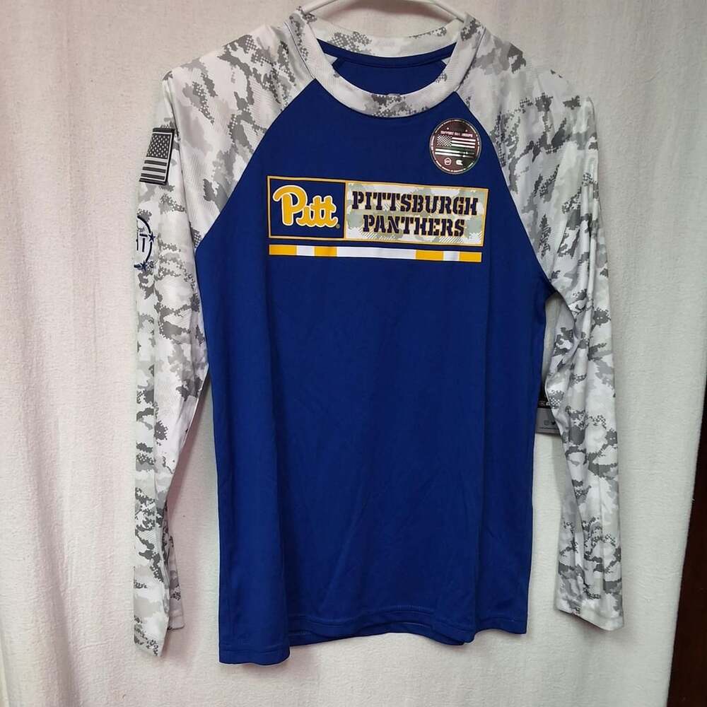 Colosseum Pittsburgh Panthers Youth M 12-14 Long Sleeve Shirt Camo